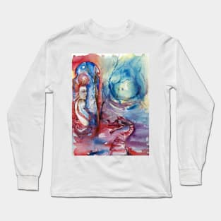 LADY MORGANA POWERFUL ENCHANTRESS AND DRAGON Arthurian Legends Fantasy Watercolor Long Sleeve T-Shirt